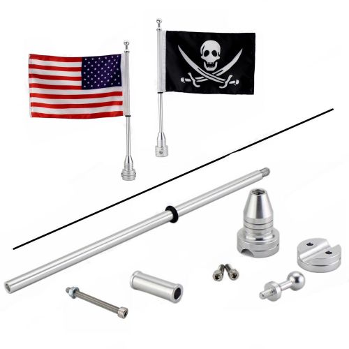 Skull pirate flag usa us flag rear flag pole bike luggage rack mount for harley