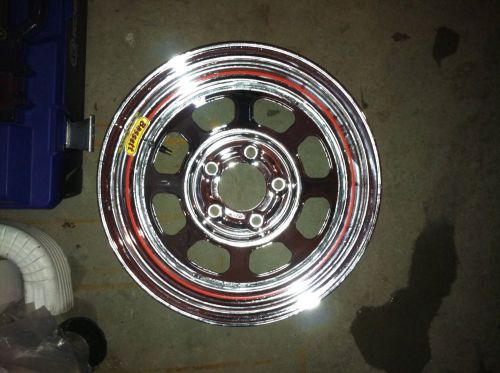 Bassett, chrome, 8&#034; wide, 3&#034; offset, wissota stamped wheel