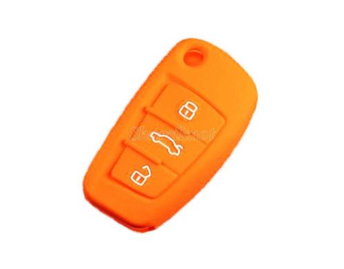 Silicone skin cover smart remote key case fob for audi orange shell