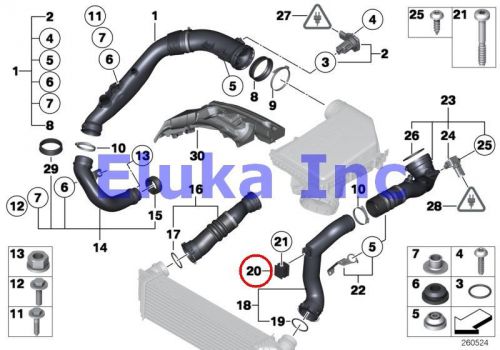 Bmw genuine air duct charge air induction tract rubber mounting e70n e71 f01 f0