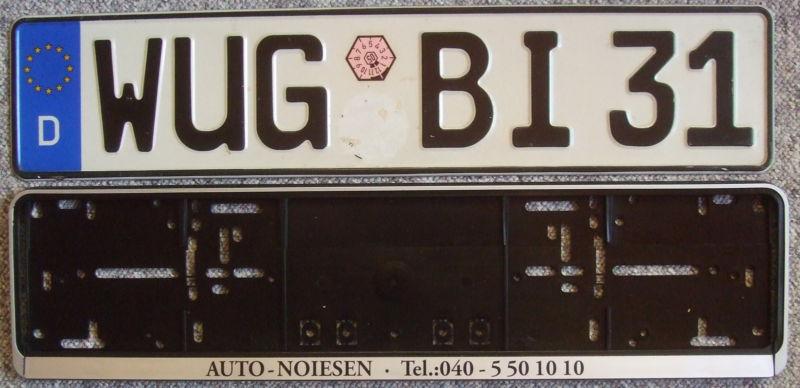 Genuine german license plate from germany with new frame mercedes