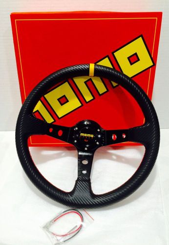 Momo 350mm black red stitching carbon fiber steering wheel omp racing rally