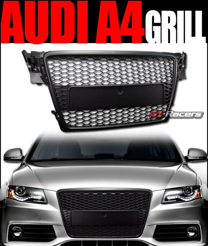 Blk sport honeycomb mesh front hood bumper grill grille abs 09-12 audi a4 b8