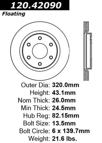 Centric 125.42090 front brake rotor/disc-high carbon rotor