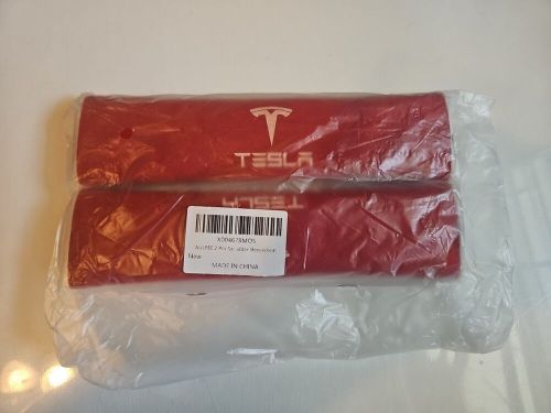 Seat belt pad cover for tesla red hot