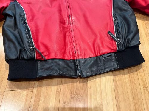 Vtg arcticwear arctic cat  snowmobile insulated leather jacket mens sz xl red