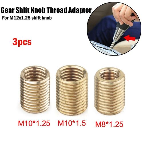 3pc gear shift knob thread adapter nut-insert kit m10x1.25/m10x1.5/m8x1.25