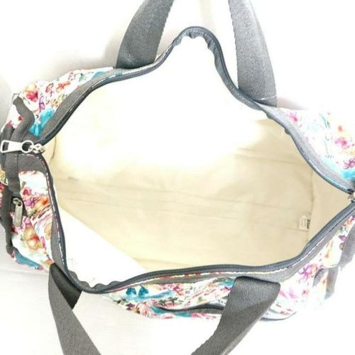 Lesportsac boston bag - dark gray pink multi flower/no body lock lesponylon