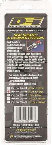 Design engineering 010403 heat sheath 3/4&#034; i.d. x 3ft aluminized