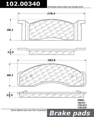 Centric 102.00340 brake pad or shoe, front-standard metallic-preferred brake pad