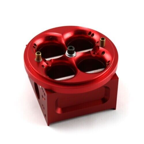 4 barrel billet aluminum red anodized carburetor main body - 4150 double pumper