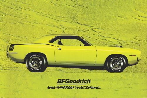 Reproduction bf goodrich 70 plymouth hemi cuda lime light green 24”x36” poster.