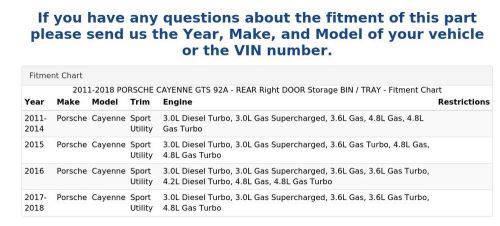 2011-2018 porsche cayenne gts 92a - rear right door storage bin / tray