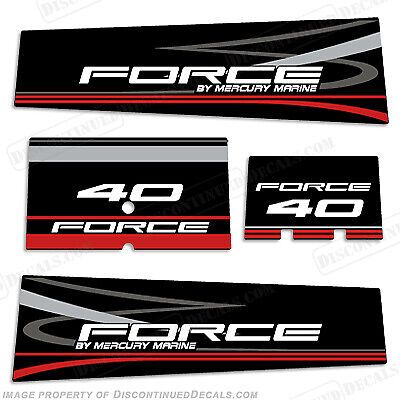 Fits mercury marine force 40hp outboard motor engine decals - black