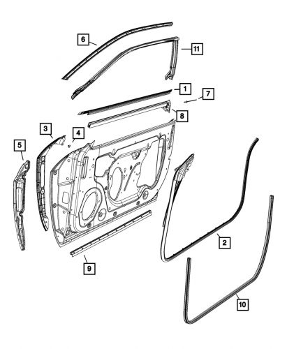 Genuine mopar front door belt outer weatherstrip left 55399123ag