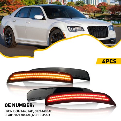 For 2015-23 chrysler 300 smoked front rh lh amber red led side marker lights 4pc