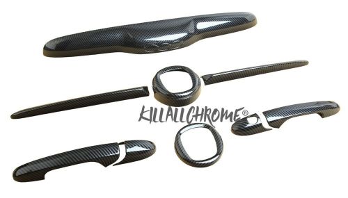 2016+ fiat 500 killallchrome kit - handles, boot, whisker , badge carbon look