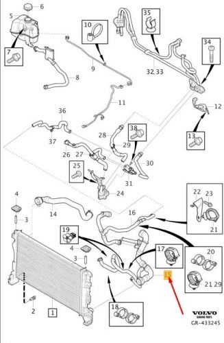 Volvo s60 v60 s90 xc60 xc90 radiator lower coolant hose pipe 16-25 32249659