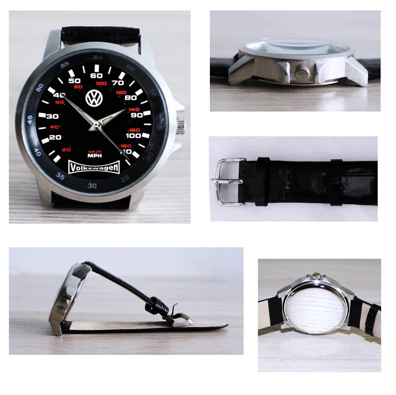 *hot* volkswagen transporter speedometer style custom black leather watch