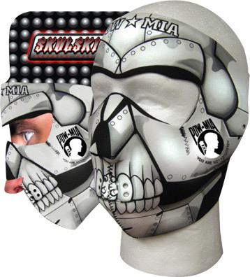 2 in 1 reversible motorcycle biker, ski mobile neoprene face mask - pow / mia