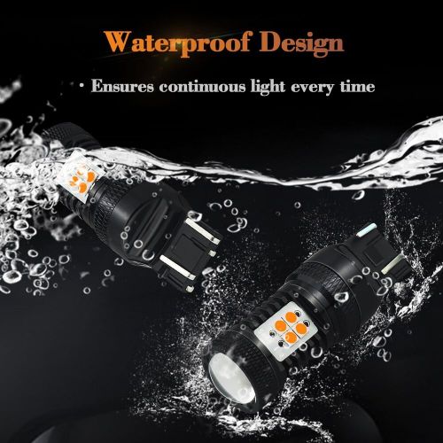 &#034;ultra bright&#034; amber 7443 7440 14-smd led turn signal drl lamp projector bulb x2