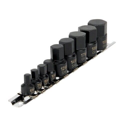 Performance tool impact metric hex bit socket set 9-piece black