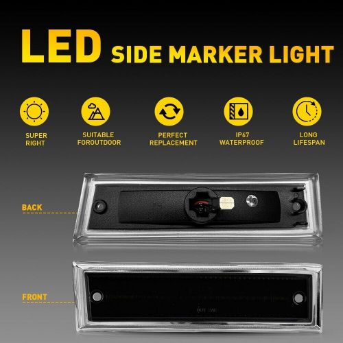 Fit chevrolet k5,gmc k5 suburban r1500 led strip front side marker lights smoked