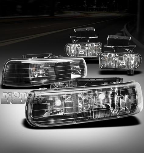 1999-2002 chevy silverado/2000-2006 tahoe suburban crystal head lights+fog black