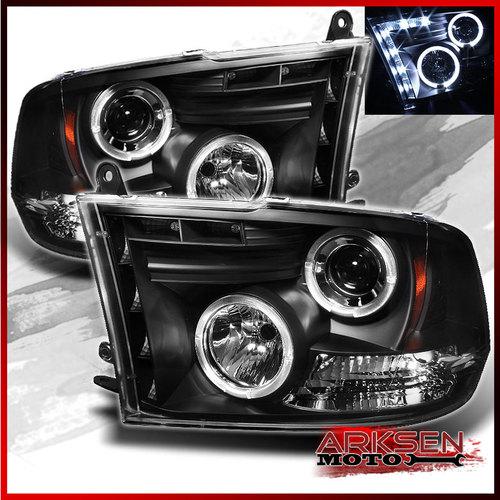 09-13 ram 1500, 10-13 2500/3500 black drl led halo projector headlights lamps