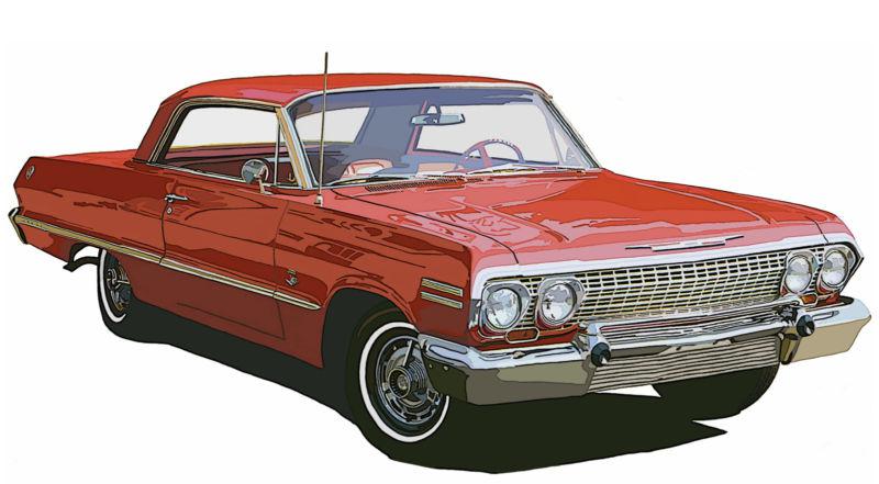 1963 chevrolet impala ss canvas art print by richard browne  chevy red