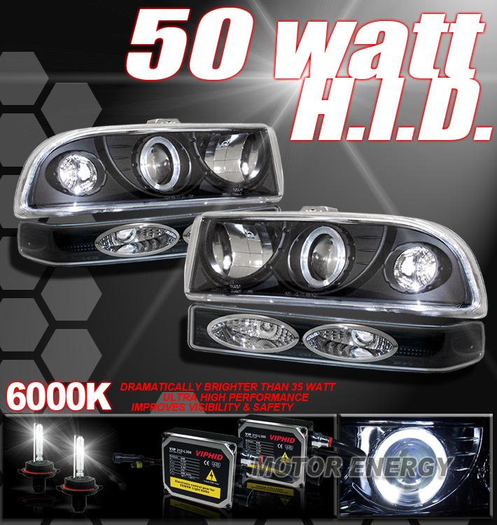 98-04 s10 blazer projector head lights+bumper+6000k hid