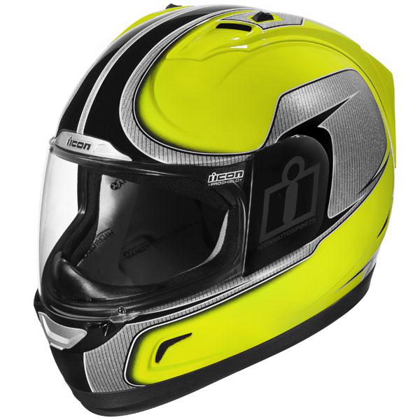 Icon alliance reflective hi-viz yellow full face motorcycle helmet