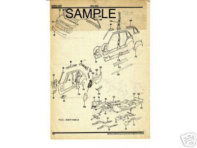 Volvo p180 p182 p183 body parts list crash sheets ^