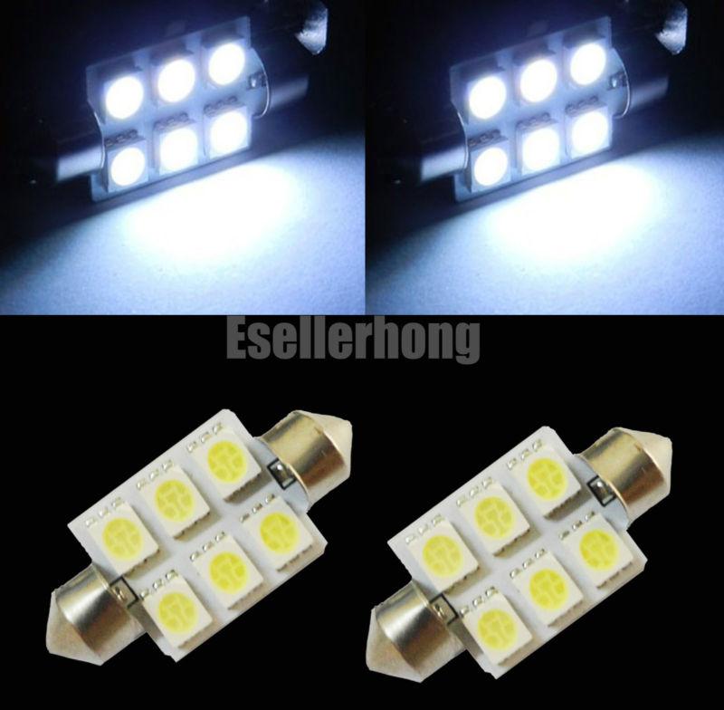 4x 39mm white festoon 6smd dashboard led dome interior light 6411 6461 3423 #hf3