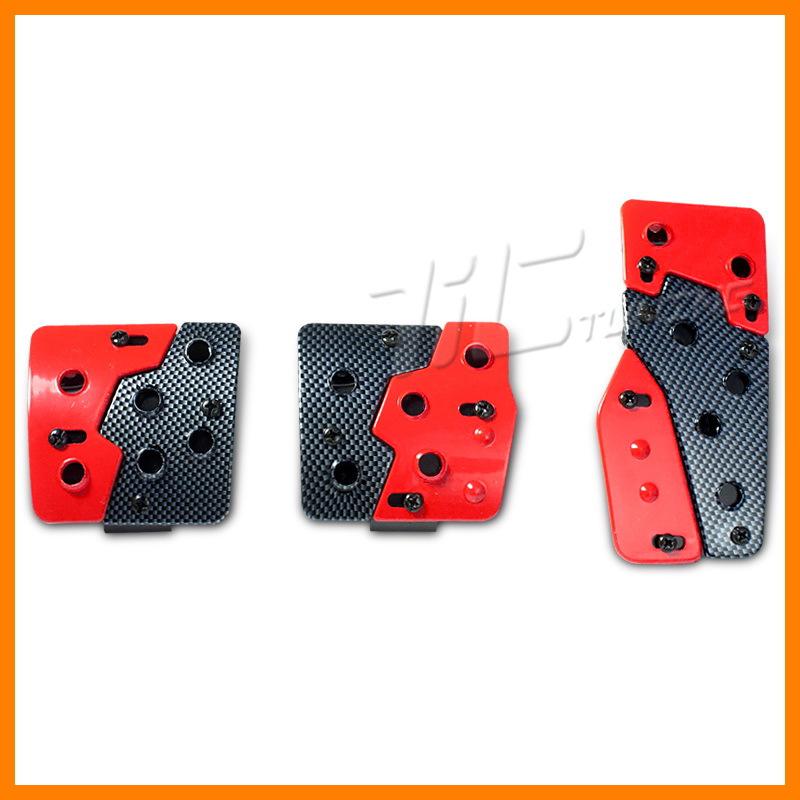 Manual racing pedals gas clutch brake carbon style red mt 3pc set universal new