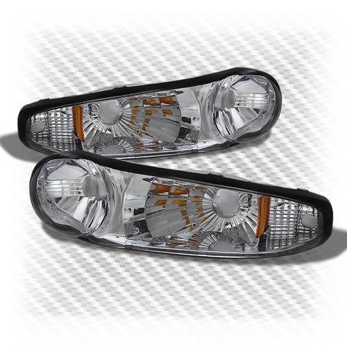 00-06 gmc denali clear front bumper parking signal lights w/amber reflector