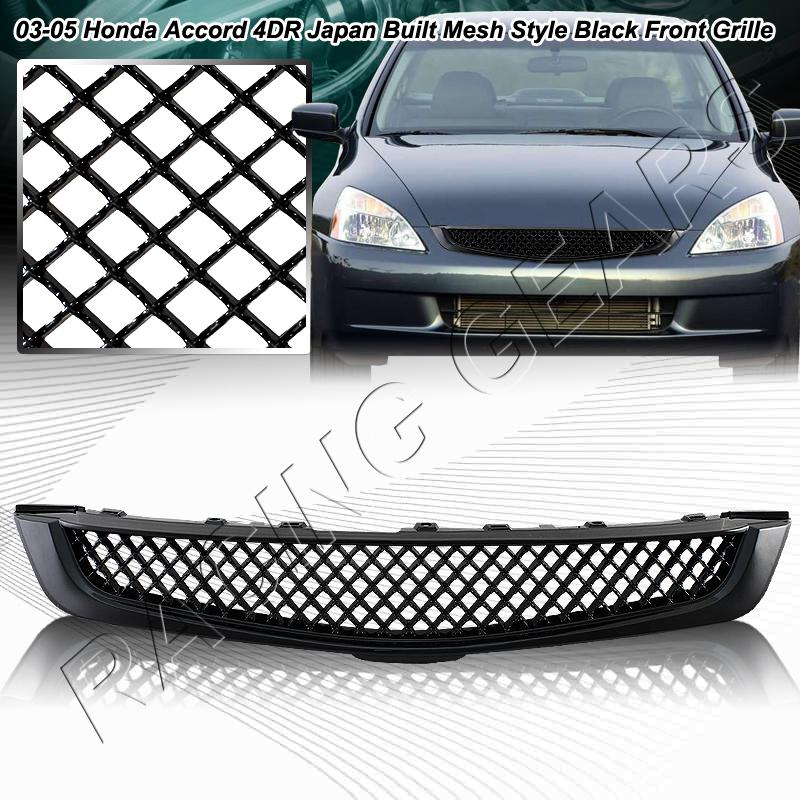 03-05 japanese honda accord black abs plastic honeycomb front hood grille grill