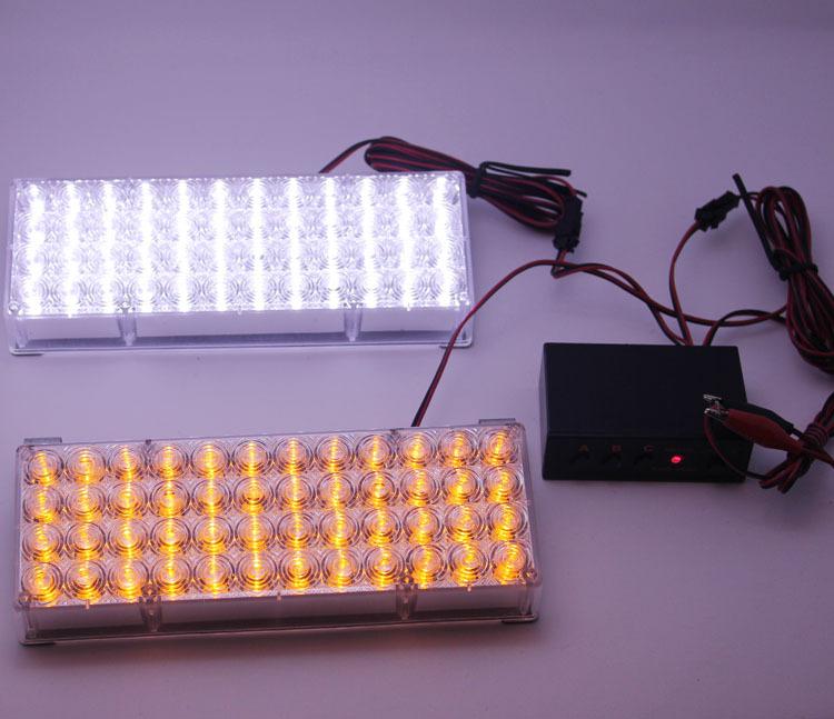 2 x 48 led amber/white auto strobe flash lights grill emergency light 3 mode new