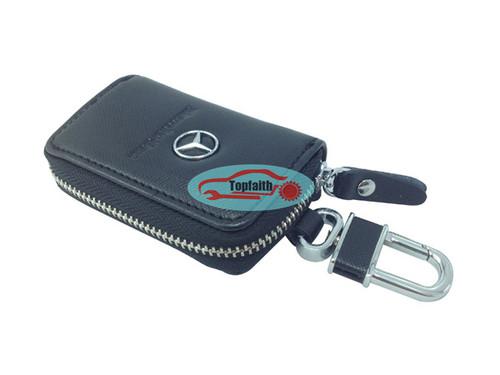 Black leather cover remote key case bag for