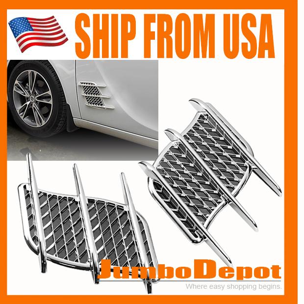 Us 2pcs new triple chrome side air vent grille moulding plated abs w/3m adhesive