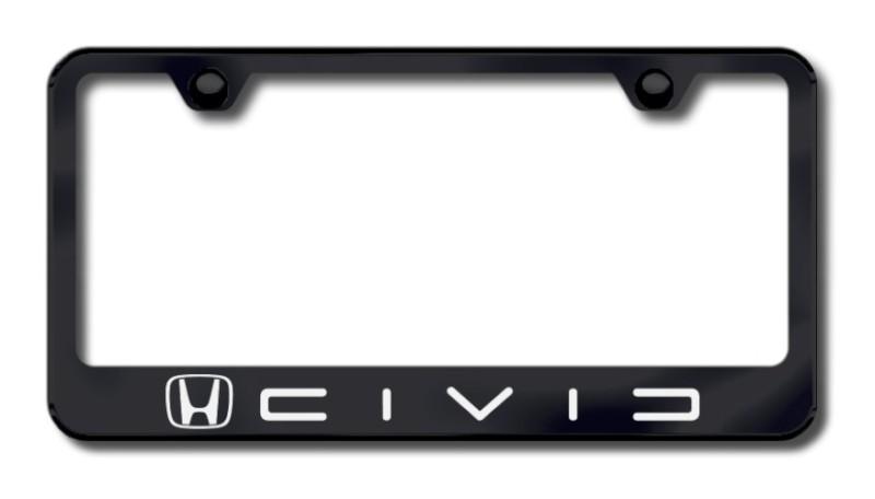 Honda civic (reversed c) laser etched license plate frame-black made in usa gen