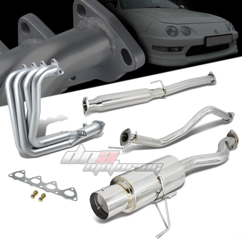 94-01 integra gsr/type-r dc2 4.5" tip catback cat back+silver 4-1 header exhaust