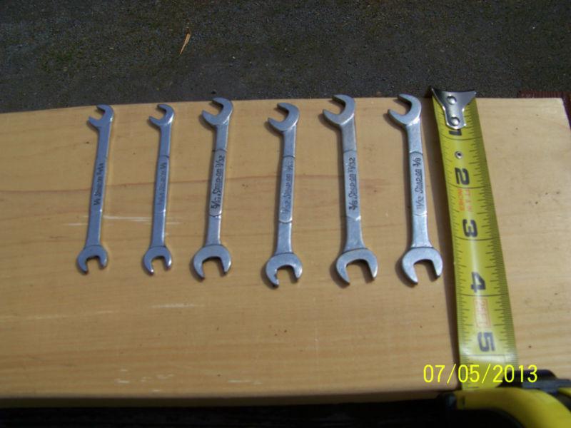 Snap on 6 piece wrench set  open end, ignition, 15°/60° offsets, 15/64"-11/32"