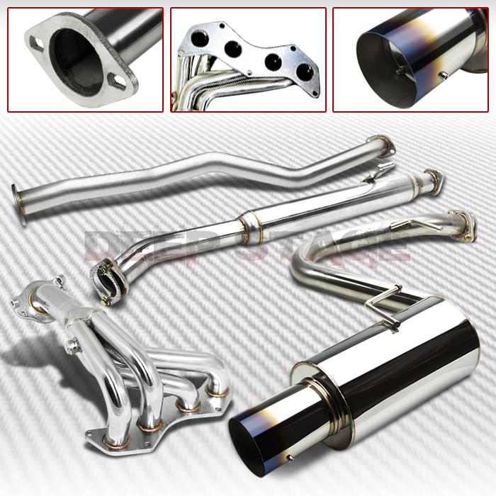 Stainless cat back exhaust 4"burnt tip muffler+header 04-10 scion tc 2az-fe i4