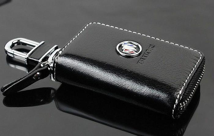 New genuine leather black car key holder case bag alloy keychain for buick