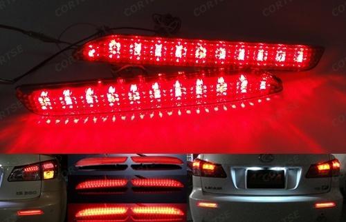 Red lens smd led rear bumper reflector tail brake stop light toyota lexus is gx