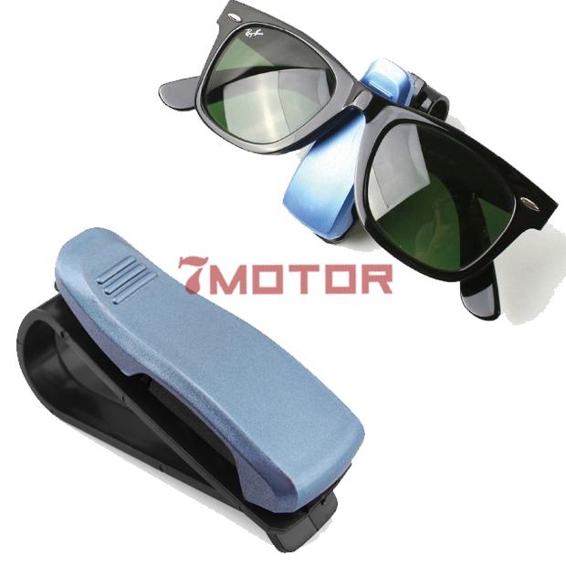 New light blue car vehicle sun visor eyeglasses sunglasses holder clip card  