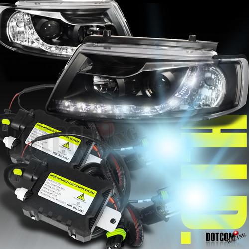 Fits 1997-2000 vw passat r8 led black projector headlights+h1 6000k hid kit