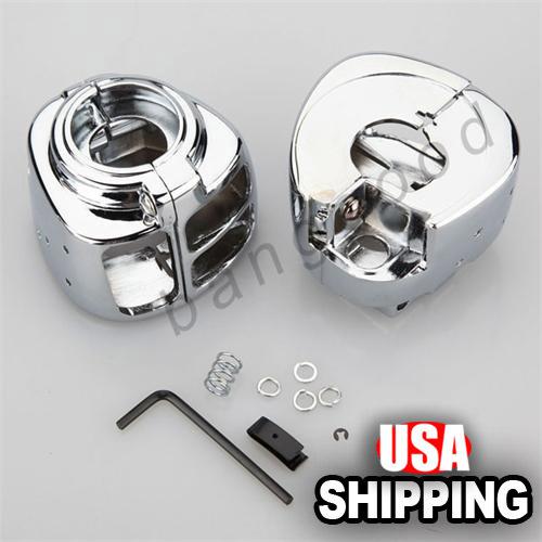 Handlebar switch housings set chrome for harley davidson sportster softail dyna