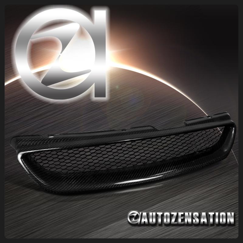 98-02 honda accord 2dr coupe tr carbon fiber black jdm hood grill+metal mesh